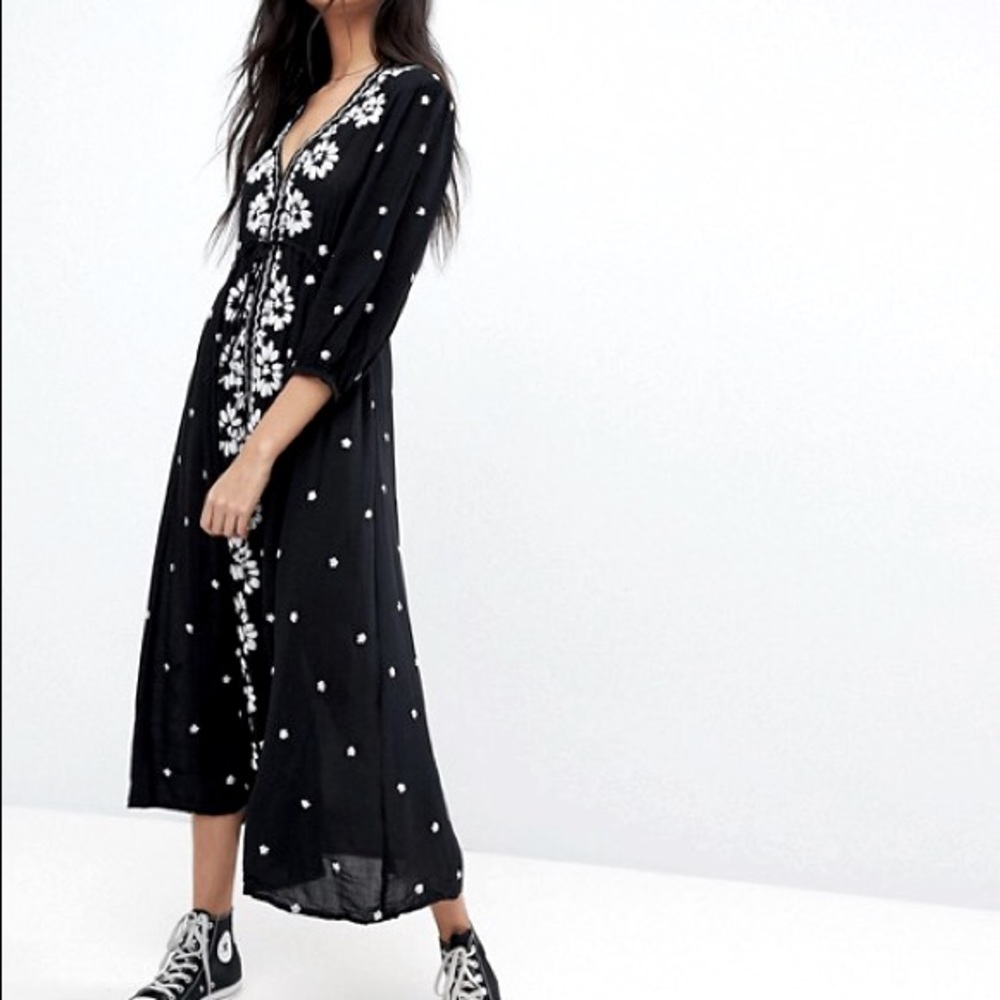 Free People Black Fable Prairie Dress